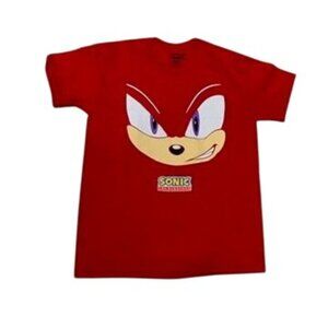 SEGA Sonic The Hedgehog Boys Knuckles Medium Red T-Shirt 100% Cotton Size M 8/10